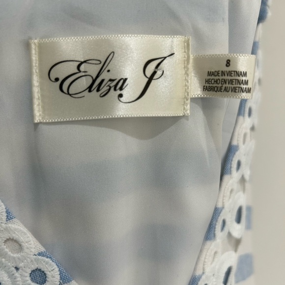 Eliza J Stripe Sleeveless Linen Cotton Shift Sheath Midi Dress Size 8 - Picture 6 of 9